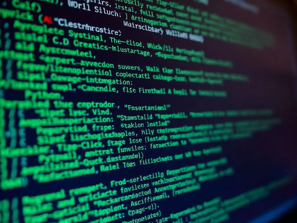 Close up of a computer screen with complex Python code and g